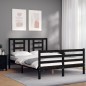vidaXL Giroletto con Testiera Nero 4FT6 Double in Legno Massello vidaXL Giroletto con Testiera Nero 4FT6 Double in Legno Massello