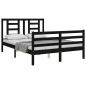 vidaXL Giroletto con Testiera Nero 4FT6 Double in Legno Massello vidaXL Giroletto con Testiera Nero 4FT6 Double in Legno Massello