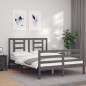 vidaXL Giroletto con Testiera Grigio 140x190 cm in Legno Massello vidaXL Giroletto con Testiera Grigio 140x190 cm in Legno Massello
