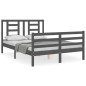 vidaXL Giroletto con Testiera Grigio 140x190 cm in Legno Massello vidaXL Giroletto con Testiera Grigio 140x190 cm in Legno Massello