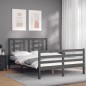 vidaXL Giroletto con Testiera Grigio 140x190 cm in Legno Massello vidaXL Giroletto con Testiera Grigio 140x190 cm in Legno Massello