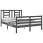 vidaXL Giroletto con Testiera Grigio 140x190 cm in Legno Massello vidaXL Giroletto con Testiera Grigio 140x190 cm in Legno Massello