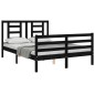 vidaXL Giroletto con Testiera Nero 140x190 cm in Legno Massello vidaXL Giroletto con Testiera Nero 140x190 cm in Legno Massello