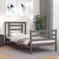 vidaXL Giroletto con Testiera Grigio 100x200 cm in Legno Massello