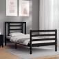 vidaXL Giroletto con Testiera Nero 100x200 cm in Legno Massello vidaXL Giroletto con Testiera Nero 100x200 cm in Legno Massello