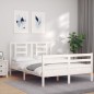 vidaXL Giroletto con Testiera Bianco 140x200 cm in Legno Massello vidaXL Giroletto con Testiera Bianco 140x200 cm in Legno Massello