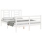 vidaXL Giroletto con Testiera Bianco 140x200 cm in Legno Massello vidaXL Giroletto con Testiera Bianco 140x200 cm in Legno Massello