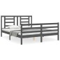 vidaXL Giroletto con Testiera Grigio 5FT King Size in Legno Massello
