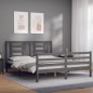 vidaXL Giroletto con Testiera Grigio 5FT King Size in Legno Massello