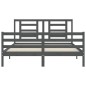 vidaXL Giroletto con Testiera Grigio 5FT King Size in Legno Massello