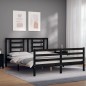 vidaXL Giroletto con Testiera Nero 5FT King Size in Legno Massello vidaXL Giroletto con Testiera Nero 5FT King Size in Legno Massello