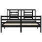 vidaXL Giroletto con Testiera Nero 5FT King Size in Legno Massello vidaXL Giroletto con Testiera Nero 5FT King Size in Legno Massello