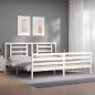 vidaXL Giroletto con Testiera Bianco 200x200 cm in Legno Massello vidaXL Giroletto con Testiera Bianco 200x200 cm in Legno Massello