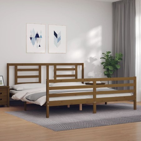 vidaXL Giroletto senza Materasso Ambra 200x200 Legno Massello