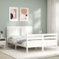 vidaXL Giroletto con Testiera Bianco 140x190 cm in Legno Massello vidaXL Giroletto con Testiera Bianco 140x190 cm in Legno Massello