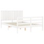 vidaXL Giroletto con Testiera Bianco 140x190 cm in Legno Massello vidaXL Giroletto con Testiera Bianco 140x190 cm in Legno Massello