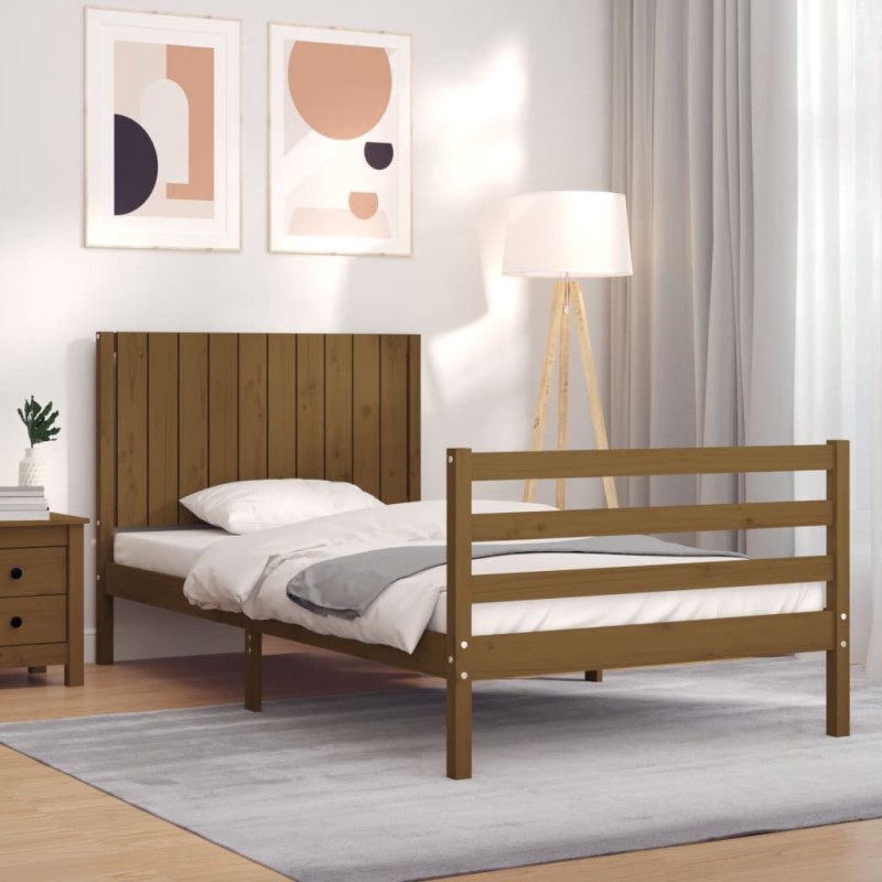 vidaXL Giroletto con Testiera Miele 100x200 cm in Legno Massello vidaXL Giroletto con Testiera Miele 100x200 cm in Legno Massello