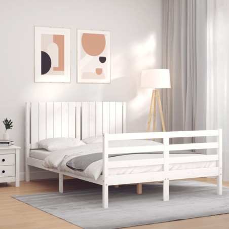 vidaXL Giroletto con Testiera Bianco 140x200 cm in Legno Massello