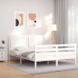 vidaXL Giroletto con Testiera Bianco 160x200 cm Legno Massello vidaXL Giroletto con Testiera Bianco 160x200 cm Legno Massello