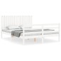 vidaXL Giroletto con Testiera Bianco 160x200 cm Legno Massello vidaXL Giroletto con Testiera Bianco 160x200 cm Legno Massello