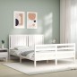 vidaXL Giroletto con Testiera Bianco 160x200 cm Legno Massello vidaXL Giroletto con Testiera Bianco 160x200 cm Legno Massello