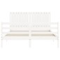 vidaXL Giroletto con Testiera Bianco 160x200 cm Legno Massello vidaXL Giroletto con Testiera Bianco 160x200 cm Legno Massello