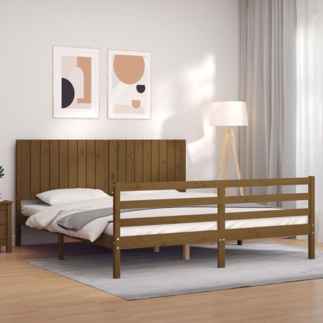 vidaXL Giroletto con Testiera Miele 6FT Super King in Legno Massello
