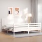 vidaXL Giroletto con Testiera Bianco 200x200 cm in Legno Massello