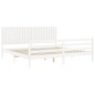 vidaXL Giroletto con Testiera Bianco 200x200 cm in Legno Massello