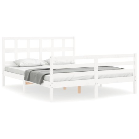 vidaXL Giroletto con Testiera Bianco 160x200 cm Legno Massello