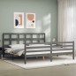 vidaXL Giroletto con Testiera Grigio 6FT Super King in Legno Massello vidaXL Giroletto con Testiera Grigio 6FT Super King in Legno Massello
