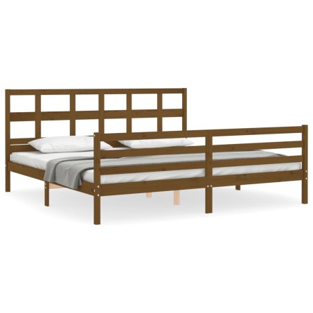 vidaXL Giroletto con Testiera Miele 200x200 cm in Legno Massello