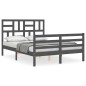 vidaXL Giroletto con Testiera Grigio 4FT Small Double Legno Massello