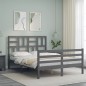 vidaXL Giroletto con Testiera Grigio 4FT Small Double Legno Massello