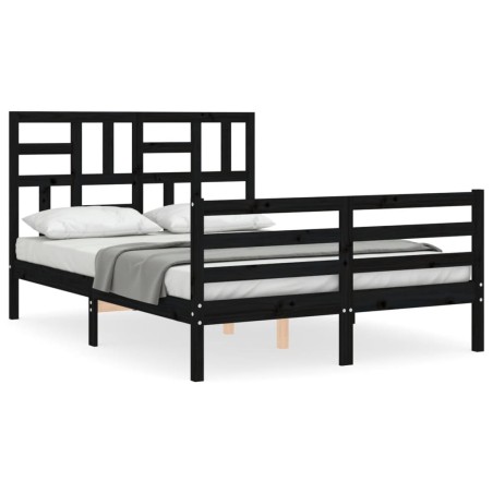 vidaXL Giroletto con Testiera Nero 4FT Small Double in Legno Massello