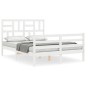 vidaXL Giroletto con Testiera Bianco 120x200 cm in Legno Massello vidaXL Giroletto con Testiera Bianco 120x200 cm in Legno Massello