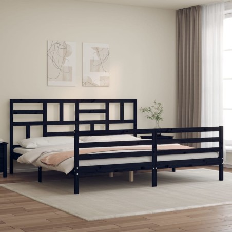vidaXL Giroletto con Testiera Nero 200x200 cm in Legno Massello