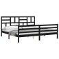 vidaXL Giroletto con Testiera Nero 200x200 cm in Legno Massello vidaXL Giroletto con Testiera Nero 200x200 cm in Legno Massello