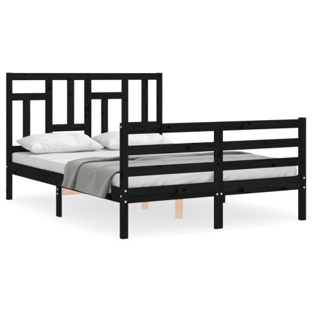 vidaXL Giroletto con Testiera Nero 4FT Small Double in Legno Massello