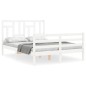 vidaXL Giroletto con Testiera Bianco 140x190 cm in Legno Massello