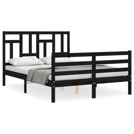 vidaXL Giroletto con Testiera Nero 140x190 cm in Legno Massello