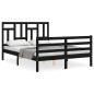 vidaXL Giroletto con Testiera Nero 140x190 cm in Legno Massello vidaXL Giroletto con Testiera Nero 140x190 cm in Legno Massello