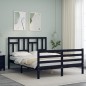 vidaXL Giroletto con Testiera Nero 140x190 cm in Legno Massello vidaXL Giroletto con Testiera Nero 140x190 cm in Legno Massello