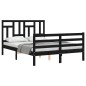 vidaXL Giroletto con Testiera Nero 140x190 cm in Legno Massello vidaXL Giroletto con Testiera Nero 140x190 cm in Legno Massello