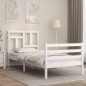 vidaXL Giroletto con Testiera Bianco 90x200 cm in Legno Massello vidaXL Giroletto con Testiera Bianco 90x200 cm in Legno Massello