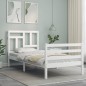vidaXL Giroletto con Testiera Bianco 90x200 cm in Legno Massello vidaXL Giroletto con Testiera Bianco 90x200 cm in Legno Massello
