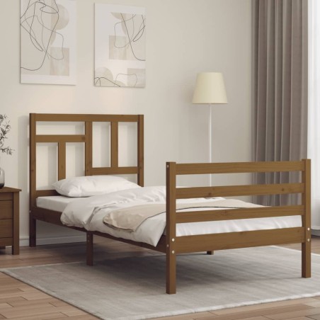 vidaXL Giroletto con Testiera Miele 90x200 cm in Legno Massello