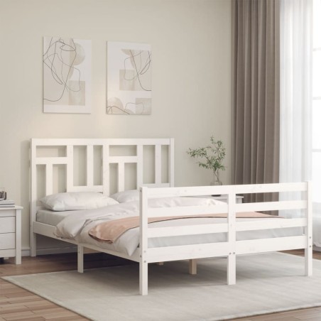 vidaXL Giroletto con Testiera Bianco 120x200 cm in Legno Massello