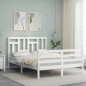 vidaXL Giroletto con Testiera Bianco 140x200 cm in Legno Massello vidaXL Giroletto con Testiera Bianco 140x200 cm in Legno Massello