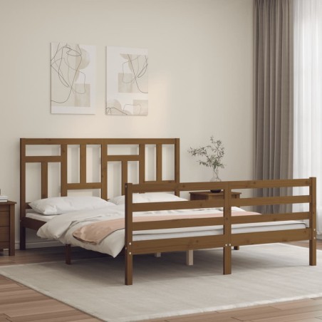 vidaXL Giroletto con Testiera Miele 5FT King Size in Legno Massello